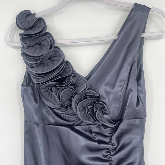 Y2K Betsy & Adam Satin Cocktail Dress Sz 6 USA Rosette Ruched Whimsigoth Wedding - Picture 2 of 9